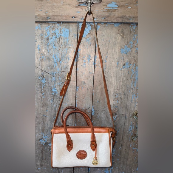 Dooney & Bourke Handbags - Vintage Dooney & Bourke All Weather Leather Satchel Bag White/Brown